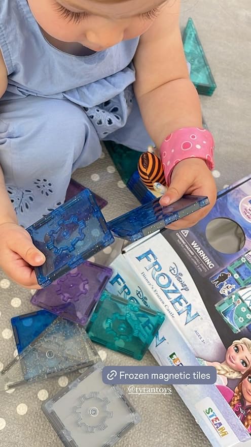 Tytan Toys Disney Frozen Magnetic Tiles Princess Castle - 68-Piece STEAM Building Set with Glitter Tiles & Elsa, Anna, Olaf Stickers - Educational Frozen Toys for Girls Age 3-4+ - Image 25