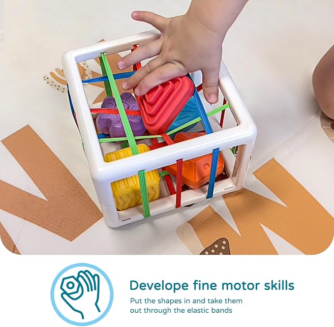 LiKee Montessori Activity Cube Toy, Sensory Shapes for Baby 12M+ - Image 2