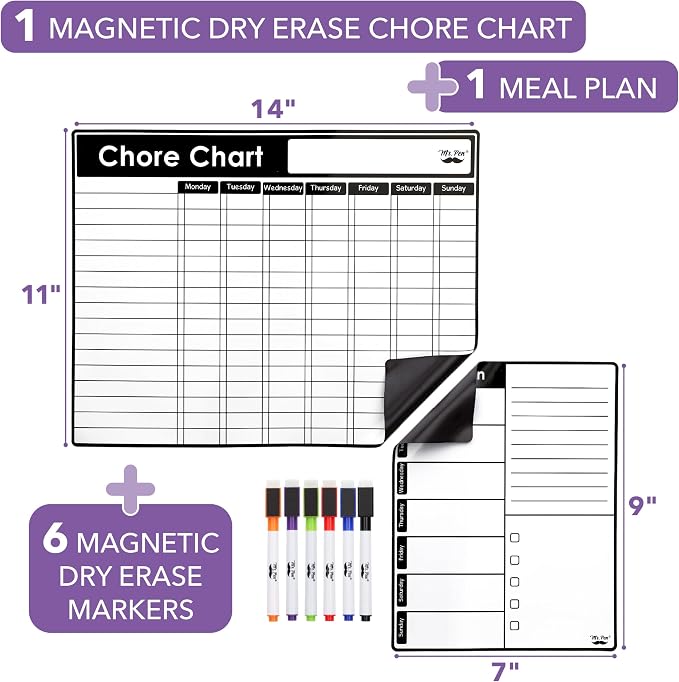 Mr. Pen- Magnetic Dry Erase Chore Chart for Fridge - Image 2