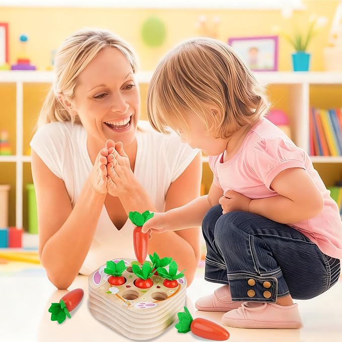 KMTJT Montessori Toys for 2 3 Year Old Toddlers | Wooden Carrot Harvest Toy - Image 6