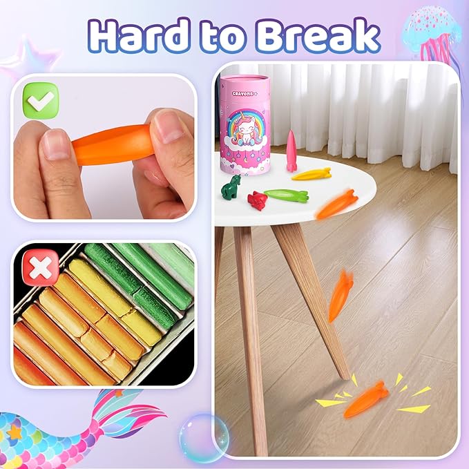 DreamCandy Rocket and Unicorn Crayons,36PCS Non Toxic Washable Toddler Crayons for Kids and Toddlers,Art Supplies Drawing Coloring Crayon Set,Gift for Girls and Boys,Back to School