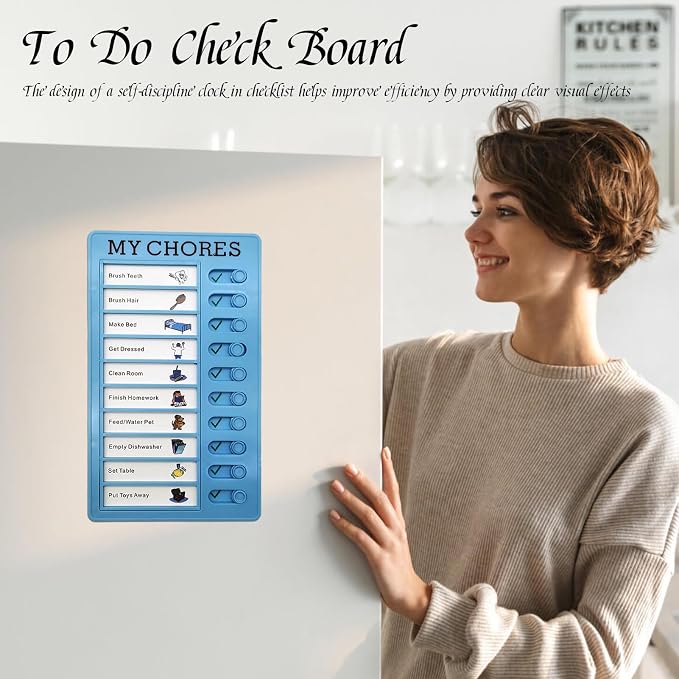 Kids Routine Organizer | Daily Task Board – Sliding Chart with Interchangeable Cards, Visual Schedule for Home, Classroom, RV Travel, Refrigerator Mount Planning Tool, Educational Family Assistant - Image 8