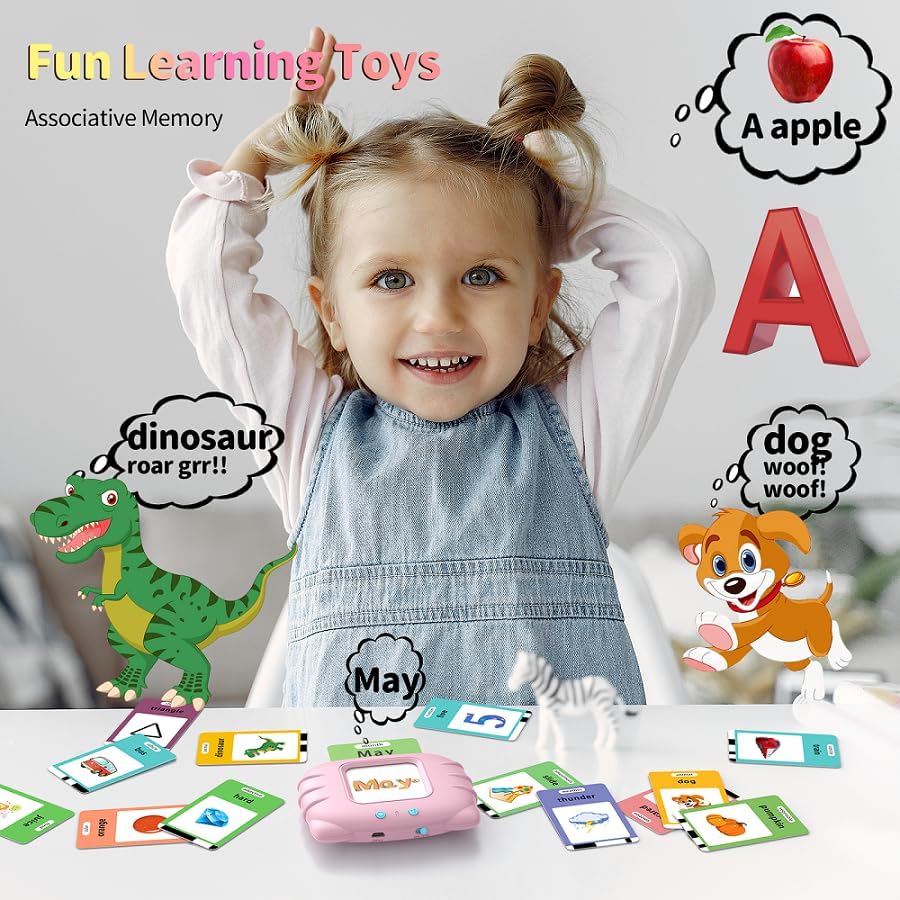 Eaever ABC Talking-Flash-Cards with 252 Words, Birthday Gifts for Girls 3 4 5 6 Years, Language Therapy Toys, Pink - Image 4