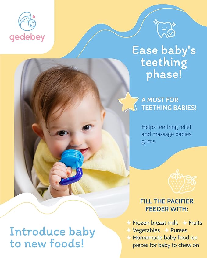Baby Food Feeder/Fruit Feeder Pacifier Nibbler (2 Pack) - Infant Teething Toys | Silicone Feeder Baby | Mesh teethers for Babies | Baby Feeding Essentials | Frozen Breastmilk Teether (Green&Pink)