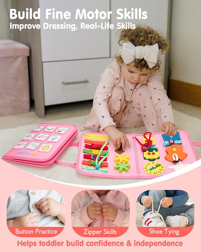 hahaland Busy Board Montessori Toys Busy Book Toddler Girl Gifts Travel Toy - Image 3