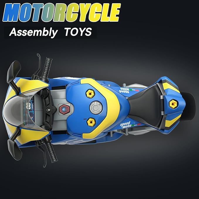 Take Apart Motorcycle Toys Kit, Motorcycle Model Toys for Kids Mechanic,Motorcycles Toy with Light, Sound & Spray for Toddlers 3+ Kids,Interactive Toy Engine Building Kit, Blue
