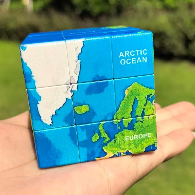 3x3x3 World Map Design Speed Cube Geography Puzzle,Educational Brain Teaser Toy, Relief Effect for Child Audlts Toys - Image 3
