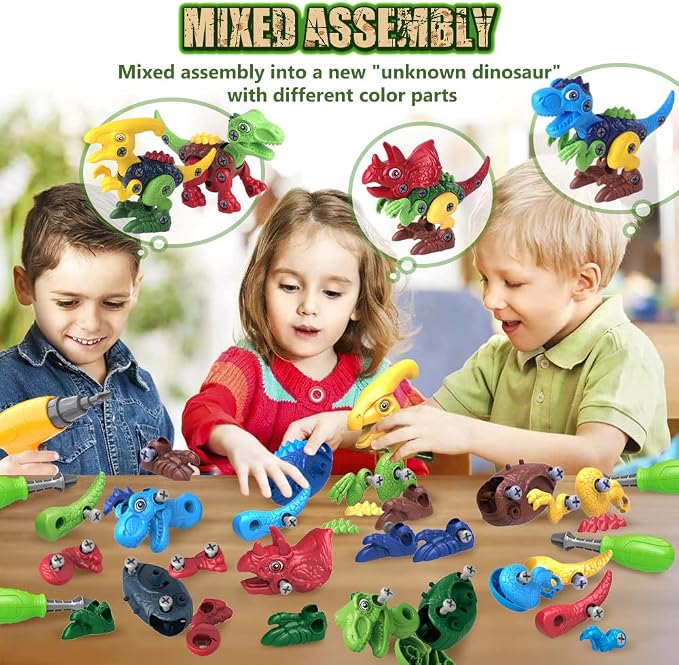 BAODLON Dinosaur Toys for 3 4 5 6 7 Year Old Boy, Take Apart Dinosaur Toys for Kid 3-5 5-7 Building Toy with Electric Drill, Learning Educational STEM Construction Toy Christmas Birthday Gift Boy Girl - Image 6