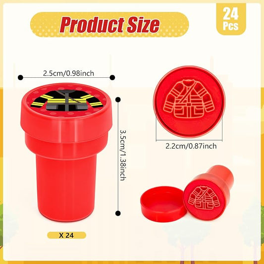 Cinrobiye 24 Pcs Fire Truck Stampers Party Favor Set, Cute Firefighter Truck Stamps for Kids Birthday Party, Classroom Rewards, Carnival Prizes, Goody Bag Fillers, Fire Safety Party Supplies - Image 2