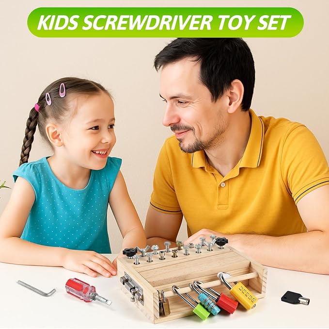 Montessori Screwdriver Board Set, Montessori Toys for 3 4 5 with 6 Locks and Keys, Toddler Screwdriver Toy, Kids Tool Set, Preschool Learning Sensory Toy, Fine Motor Skills Toys - Image 6