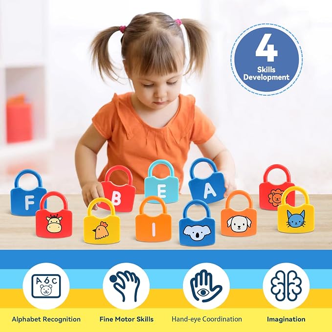 Alphabet Learning Toys, Lock and Key Toddler Toy for Ages 2-4, Preschool Learning Activities, Kindergarten Classroom Must Haves, ABC Montessori Toys for 3 Year Old - Image 3