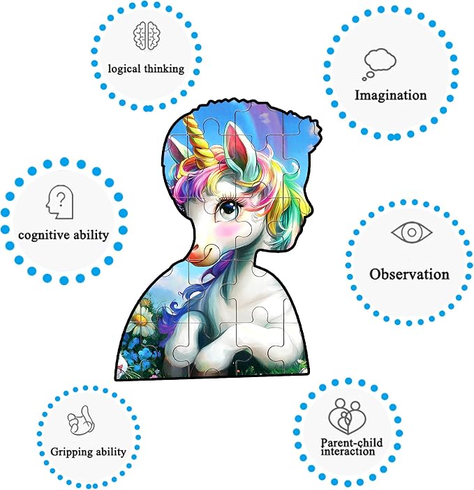 LELEMON Unicorn Puzzles for Kids Ages 4-8,60 Pieces Raibow Unicorns Cats Butterfly Jigsaw Puzzles in a Metal Box,Cute Raibow Unicornss Learning Educational Puzzles for Boys Girls - Image 4