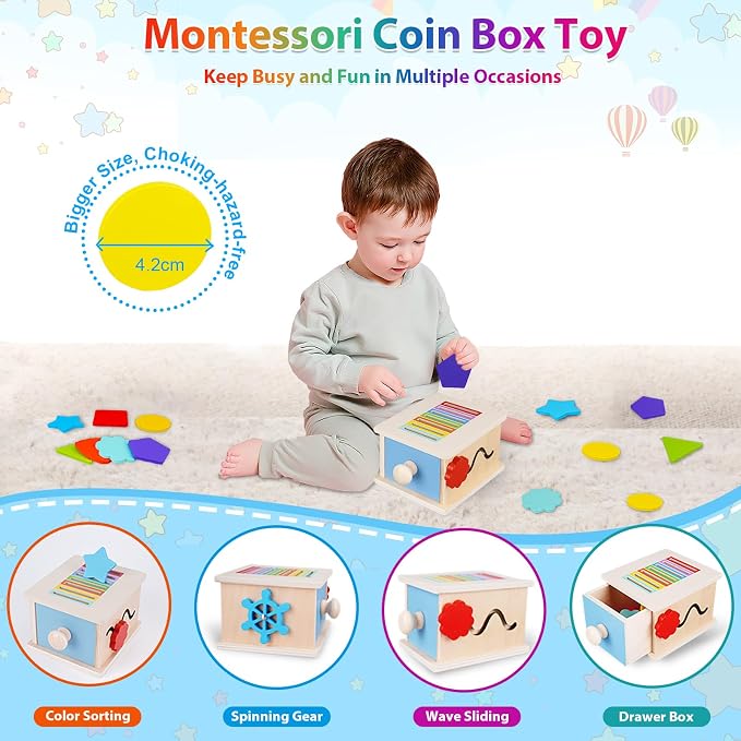 FCSONU Montessori Sorting Box Toys for Toddlers 1-3, Fine Motor Skills Toys - Image 2