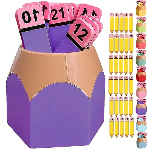 Pencil Number Counting Set, Number Matching Set 1-30, Reusable Math Manipulatives for Sequencing, Matching, Classroom Draws, Learning Games, Preschool and Elementary，Purple by Unknown