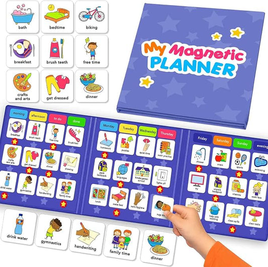 QUOKKA Magnetic Chore Chart for Kids with 72 Routine Magnets & Star Rewards - Foldable Visual Daily Responsibility Schedule and Behavior Chart for Kids - Help Kids Build Good Habits and Independence by QUOKKA