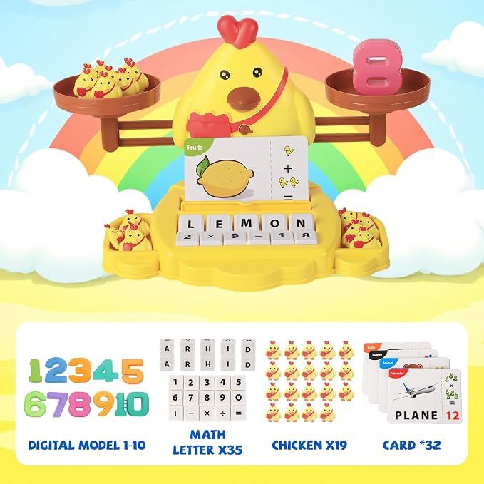 Snugzy Chicken Balance Counting Toys Math Game Montessori Toys Learning Games for Kids Educational Toy Gifts for Boys Girls Age 5-7 - Image 3