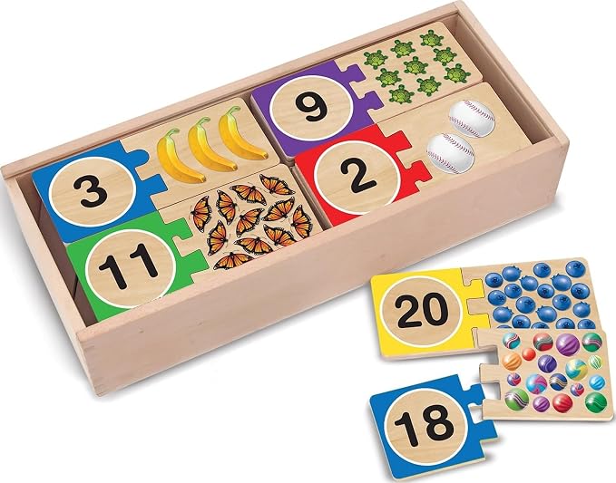 Melissa & Doug Self-Correcting Wooden Number Puzzles with Storage Box (40 pcs) by Unknown