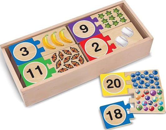 Melissa & Doug Self-Correcting Wooden Number Puzzles with Storage Box (40 pcs) by Unknown