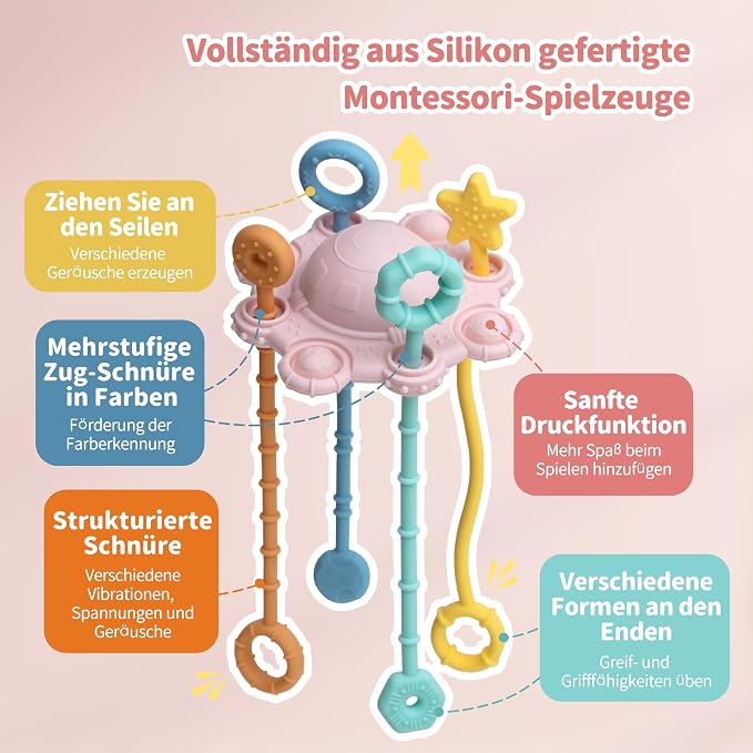 Montessori Pull String Toy Silicone Travel Toy - Image 4