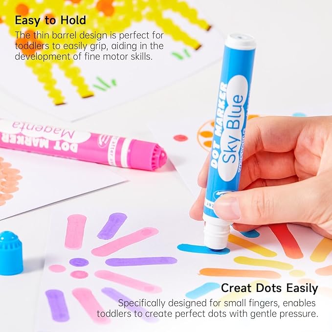 Shuttle Art Dot Markers, 36 Colors Washable with 135 Activity Sheets, 5 Activity Books, Fun Art Supplies for Kids Toddlers and Preschoolers, Non Toxic Water-Based Paint Daubers, Dot Art Markers