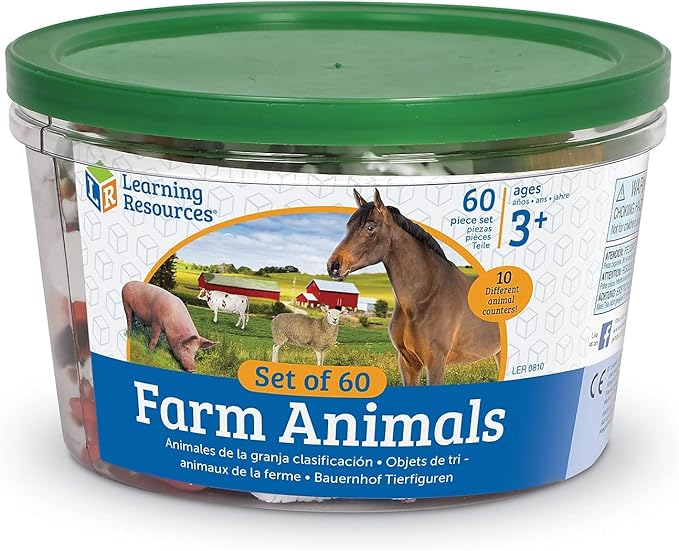 Learning Resources Farm Animal Counters - 60 Pieces, Ages 3+ Toddler Learning Toys, Farm Animals Toys, Develops Counting and Matching Skills - Image 4