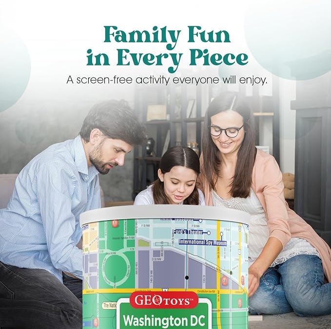 Geotoys Washington, D.C. Mini Puzzle - 100 Piece Puzzles for Kids and Adults in Portable Can, 13" x 10" Educational Travel Puzzle for Ages 7 and Up - Mini Puzzles to Learn & Explore Geography - Image 5