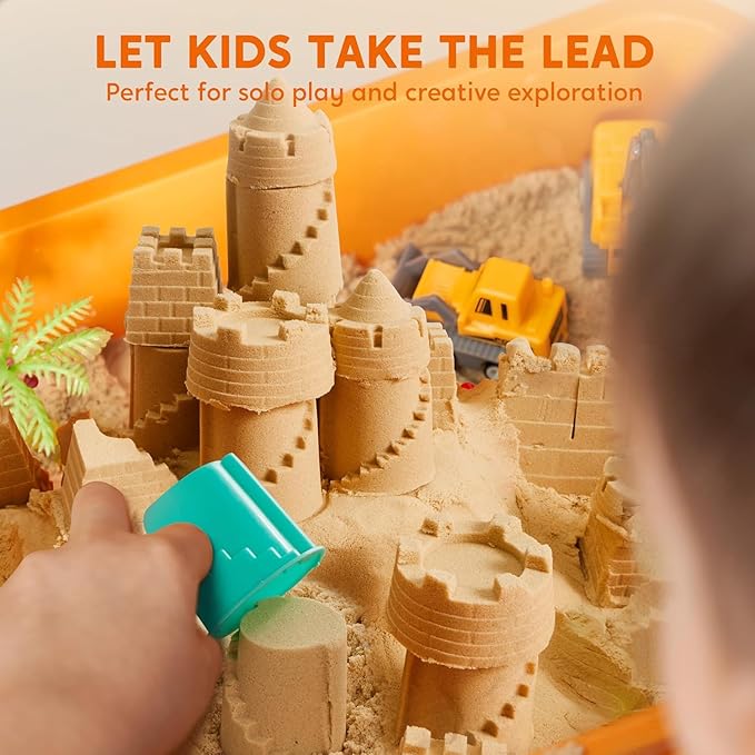 JOVA Klever Kits Construction Sensory Bin for Kids with Glow in The Dark Stones, Sandbox with Lid Castle Building kit, Preschool Learning Activities Gifts for Boys Girls Age 3+ - Image 4
