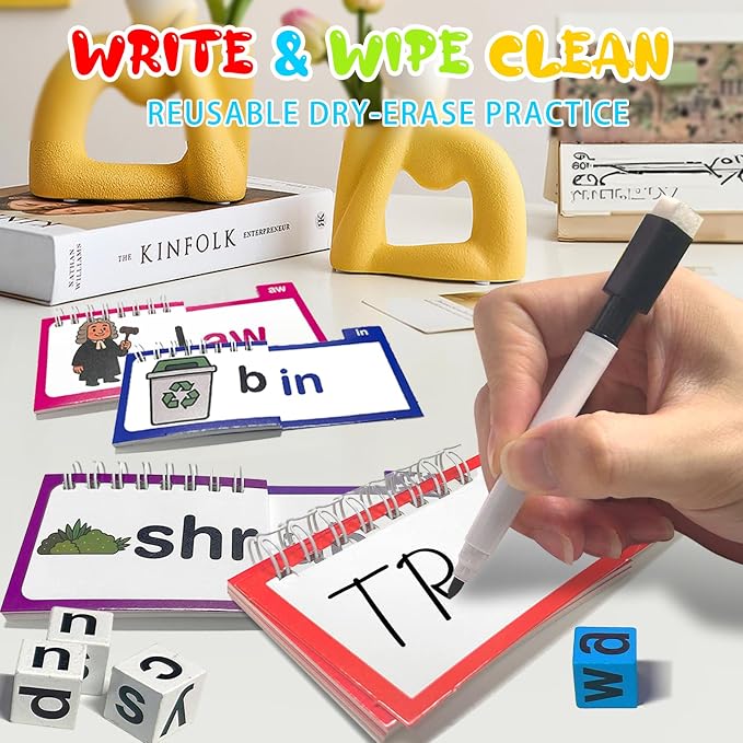 30 Word Family Flip Books, 3-in-1 Read and Rhyme Flip Activity Book Set, ABC Vocabulary Flash Cards, Sight Words Flashcards, Learn to Read Phonics Cards for Kindergarten, Homeschool Supplies - Image 3