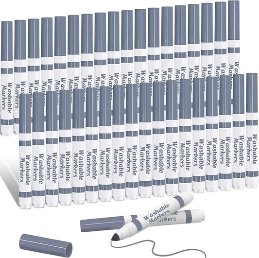 Janlaugh 36 Pcs Gray Washable Markers Bulk Coloring Broad Line Markers for Gray Conical Tip Drawing Pen for Christmas, Supplies, Travel Art Shower Gender Reveal Party Supplies, Ages 6+