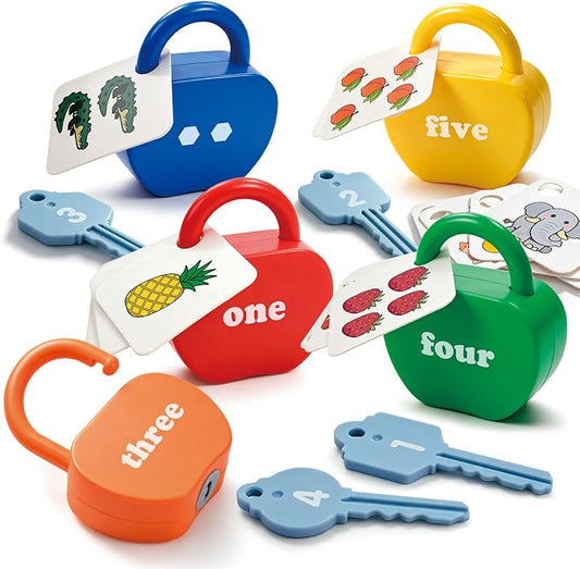 Montessori Lock and Key Toddler Toys, Cause and Effect Sensory Learning Toys for 1 2 3 Year Old, Number Counting & Matching Game, Fine Motor Skills Preschool Travel Activities by YYDeek
