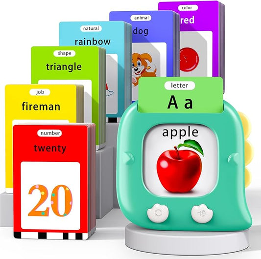 Kidzdo 254 ABCs Sight Words Dinosaur Talking Flashcards for Toddlers, Birthday Gifts for 2 3 4 5 6 Years Old Boys and Girls, Pocket Speech Language Therapy Learning Toys for Kids 1-6, Green