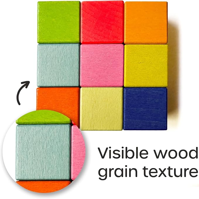 Quiggly Montessori Wooden Rainbow Building Blocks - 68 Pc STEM Toy Set - Image 2