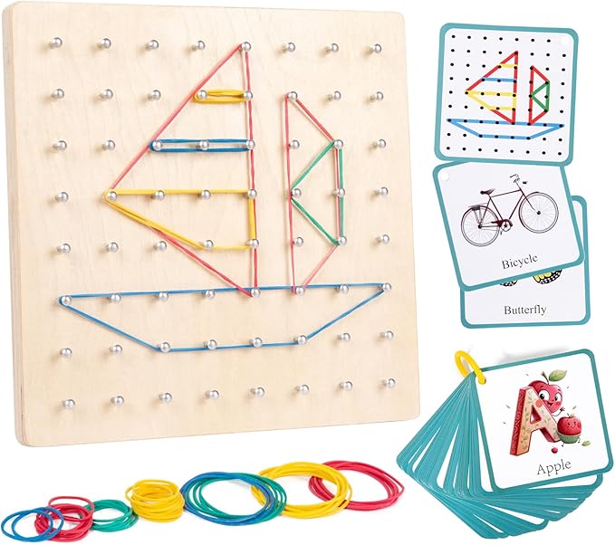 Wooden Geoboard Path Planning Educational Toy for Kids 5+ by Auvewilo