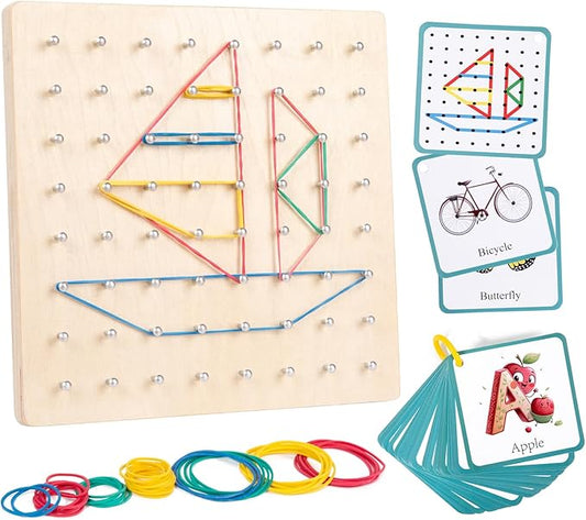 Wooden Geoboard Path Planning Educational Toy for Kids 5+ by Auvewilo