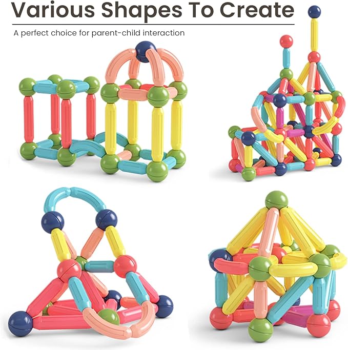 BAKAM Magnetic Building Blocks for Kids Ages 4-8, STEM Construction Toys for Boys and Girls, Large Size Magnetic Sticks and Balls Game Set for Kid’s Early Educational Learning (25PCS) - Image 6