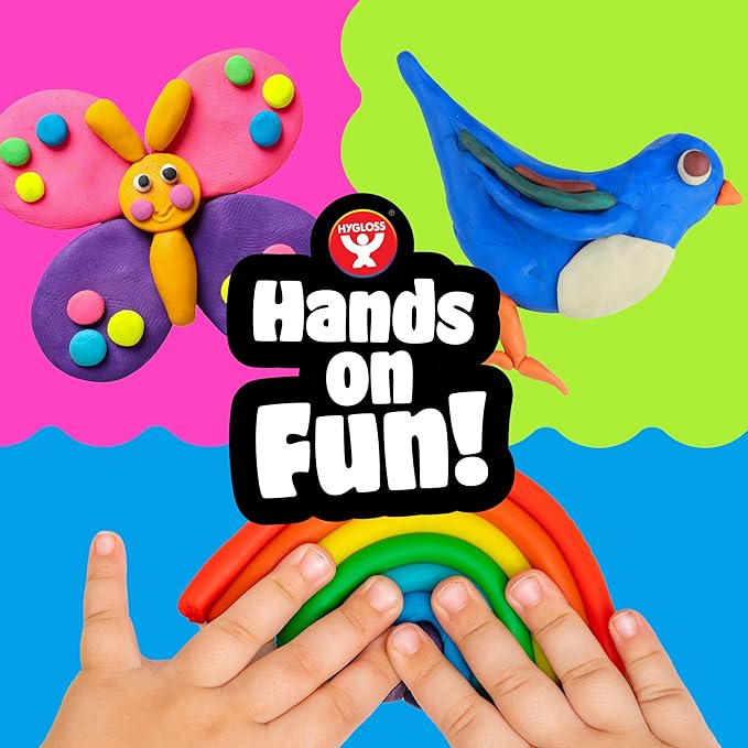 Hygloss Play Modeling Dough for Kids – Safe & Non-Toxic Sensory Dough for Arts and Crafts – 1 lb Tub – Play Clay for Toddler Activities, Preschool Classroom Must-Haves – 12 Assorted Colors, Unscented