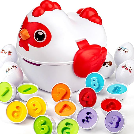 Easter Egg Matching Game for Toddlers - Educational Color & Shape Recognition Toy, 12-Piece Set | Easter Basket Stuffers for Kids