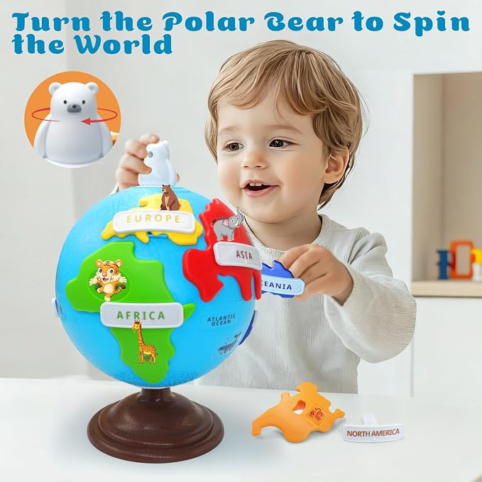 Puzzle Globe Toys for Kids, Geography Learning Toys for Preschool 3+ Years - Image 3