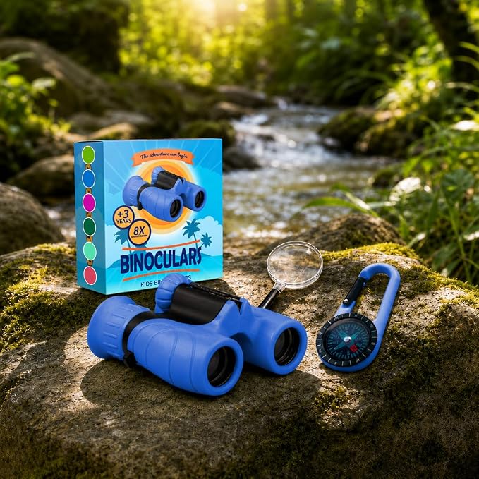 Binoculars for Kids – Perfect Toy for Little Boys and Girls – Extensive Set Incl. Magnifying Glass & Compass – Powerful Magnification 8X21 – 3 to 12 Year Old Kids for Toddler - Image 8