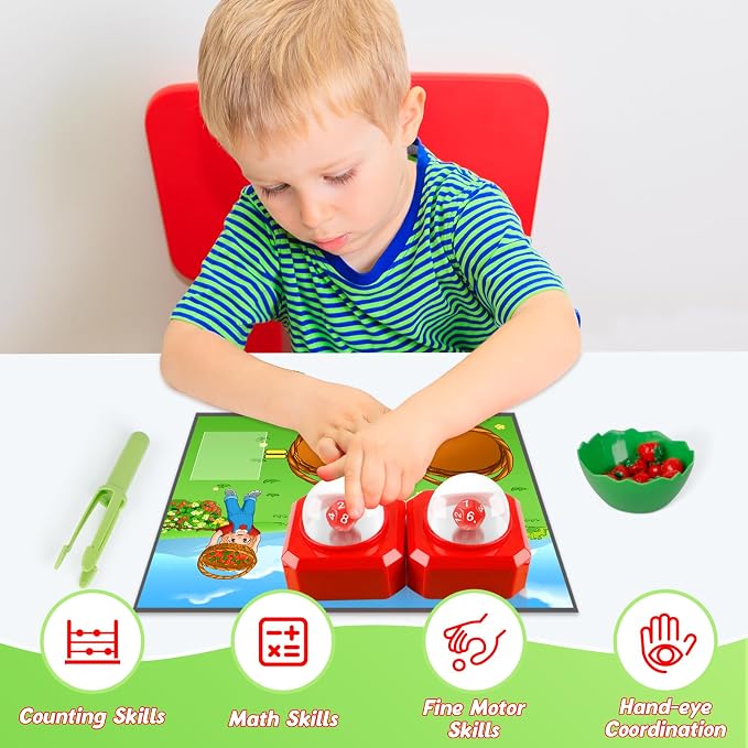 Kasfalci Math Board Games for Kids with Dice Poppers,Math Manipulatives,Dice Games,Addition Subtraction Games,Math Counters,Counting Toys,Fine Motor Toys,Kindergarten Classroom Homeschool Supplies - Image 4