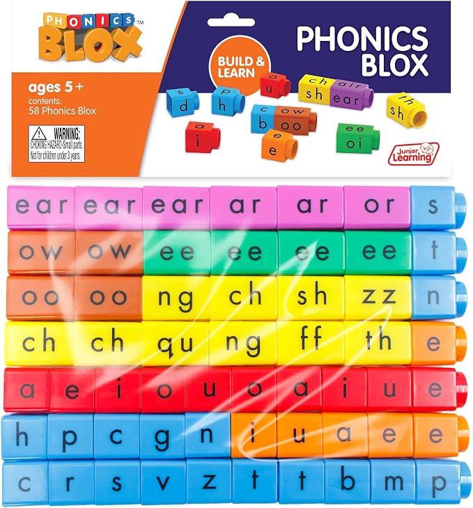 Junior Learning Rainbow Phonics Blox - 58 Color-Coded Building Blocks by JuniorLearning