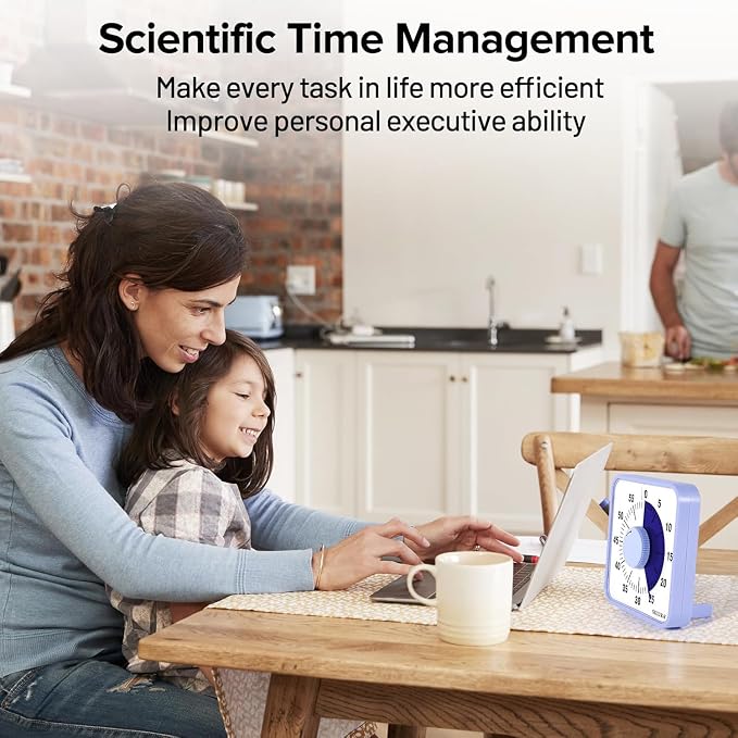 Secura 7.5 Inch Visual Timer, 60 Minute Oversize Visual Countdown Timer for Kids and Adults, Durable Mechanical Time Management Tool (Violet) - Image 7