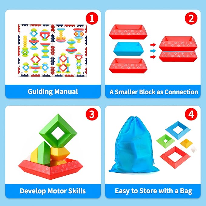 Hieoby Montessori Toys for Toddlers Boys Girls Preschool Learning Activities 30Pcs Building Blocks Stacking Educational Toys STEM Toddler Manipulatives Birthday Gifts Toddler Toys for 3 4 Year Old - Image 3