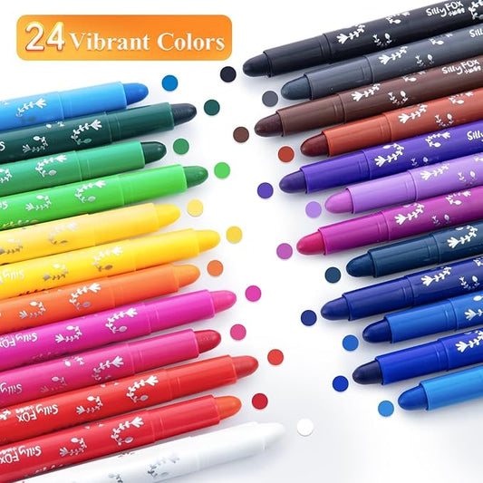 M&G 24 Pcs Tempera Paint Sticks, 24 Colors Solid Tempera Paint Set for artists, Washable, Paint Sticks Quick Drying, Non-Toxic, Works Great on Paper Wood Glass
