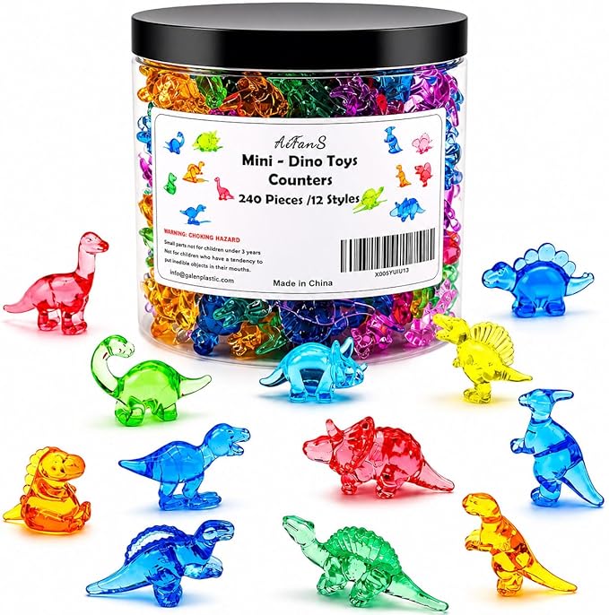 240 PCS Mini Dinosaur Toys for Kids,Translucent Counting Toys by BetterDecorationBetterLife