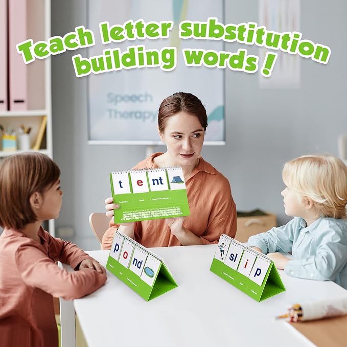 Aizweb CVCC & CCVC Word Builder,Phonics Games Flash Card for Preschool Kindergarten Classroom,Special Education Reading Manipulative Spelling Toy for Learning Activity Teacher School Supplies - Image 5