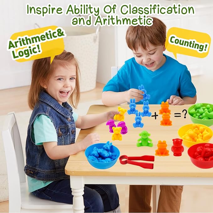 Counting Color Sorting Toys Animals Matching Games with Rainbow Bowls,Preschool Learning Educational Montessori Sensory Training Easter Basket Stuffers Gifts for 3 4 5 Year Old Kids - Image 5