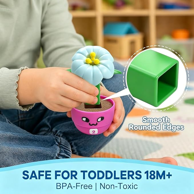 GEERAY Montessori Flower Garden Building Toy, 10 Sets Toddler Shape & Color Matching Game, Fine Motor Skills Preschool Sensory Toys, Educational Gardening Gift for 1-3 Year Old Boys Girls - Image 4