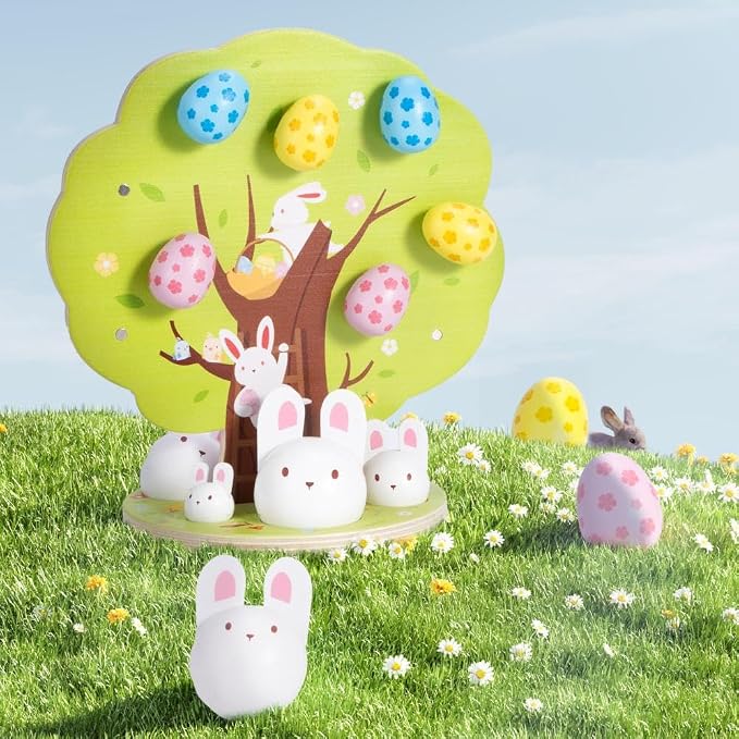 Woodtoe Easter Toys for Toddlers, Magnetic Easter Eggs, Picking Easter Bunny Toy, Montessori Toys for 3 4 5 6 Year Old, Wooden Sensory Color Sorting Toys, Spring Easter Basket Stuffers Gifts for Kids - Image 9