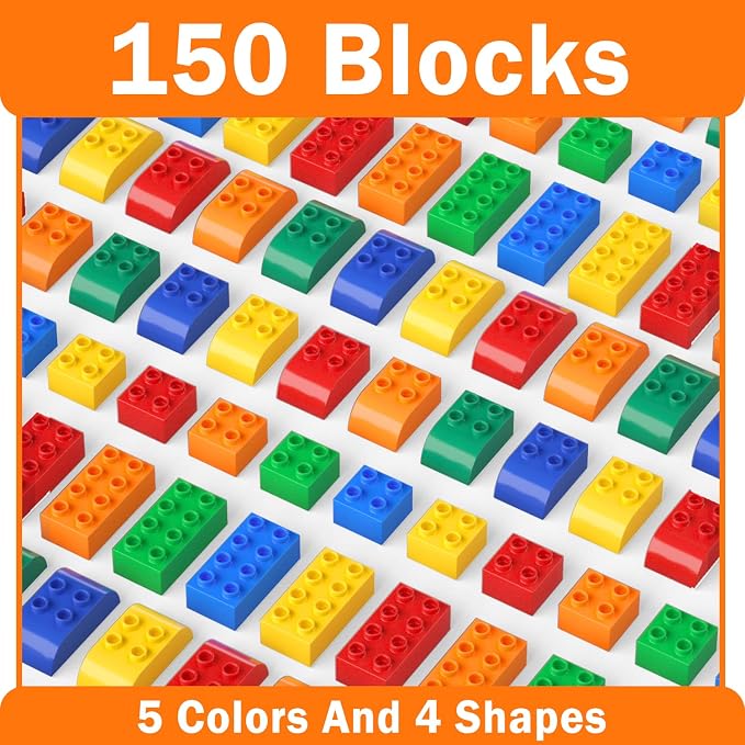 Big Building Blocks for Toddlers Kids Age 2-5, 150 PCS Set with Baseplate - Image 3